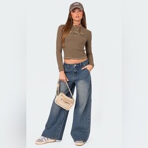 Edikted Super Baggy Wide Leg Jeans size large